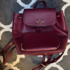 Kate Spade Deep Red Leather Backpack